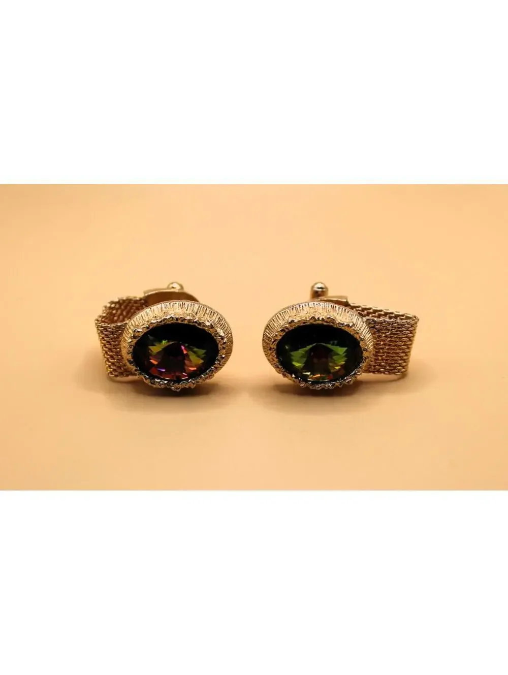 Vintage SWANK Wraparound Rivoli Watermelon Cuff Links